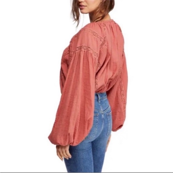 Free People Maria Maria boho Lace Blouse Embroidered top size S - Picture 4 of 8